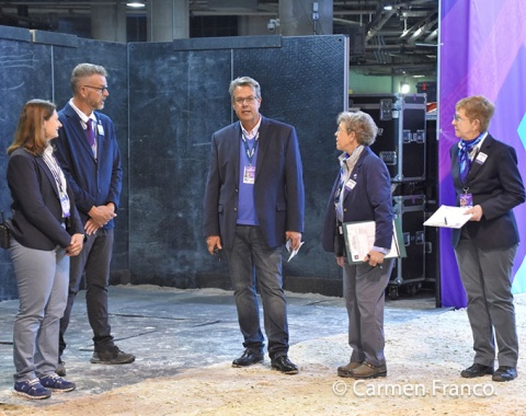 Dr. Emily Sandler-Burtness (FEI Veterinary Commission President), Walter Nef (Assistant Steward), Thomas Baur (Dressage Discipline Manager), Lisa Goretta (FEI Chief Steward), Jeanne Kraus (Assistant Steward)