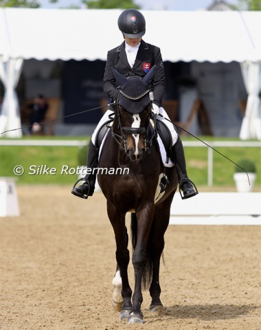 Slovakian Lucia Vladovicova and her 17-year-old Oldenburger gelding Sterngreifer (by Souvenir x Ligretto) at the end of their Grade 1 freestyle.