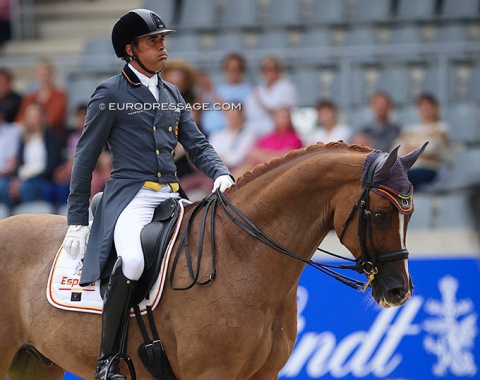 A big sigh at the end of Jose Antonio Garcia Mena's ride on Sorento