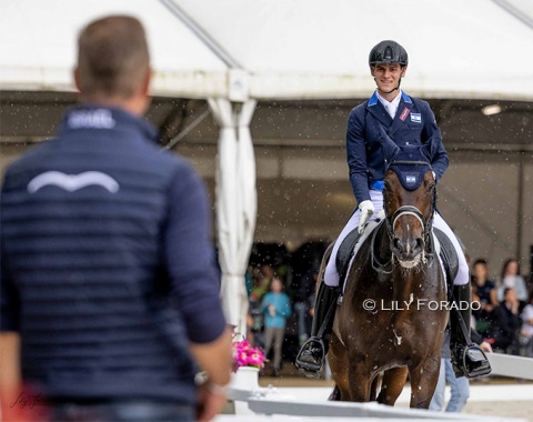 Israeli chef d'equipe Christof Umbach looking at Amit Kovos leaving the arena after his test