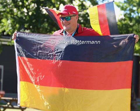 German team vet Malte Penning well equipped to celebrate Regine Mispelkamp’s bronze medal.