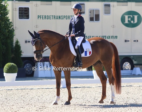 Anne-Frédérique Royan from France and Quarterboy LH at the end of her test in which both came 7th