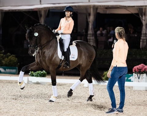 Yvonne Losos de Muniz teaching Maria Aponte on the PRE Indiano