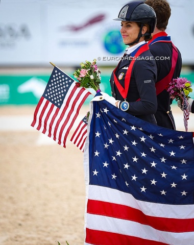 Jennifer Williams on the team podium