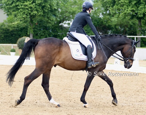 An exemplary stretch demonstrated by Italy’s Carola Semperboni and Paul. With World champion Sara Morganti not competing in Mannheim, Semperboni was the high placing Italian