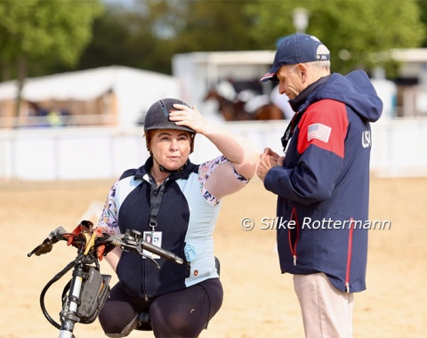 Germany’s para-legend Angelika Trabert who is back with a new horse and the United State’s national coach Michel Assouline.