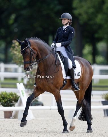 Moldovan Tatiana Antonenco chasing MER scores on Alisa Glinka's horses. Here Aachen is depicted