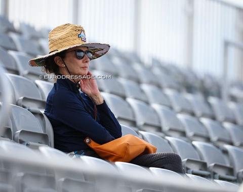 Jacqueline "Jackie" Beasley watching CDI dressage