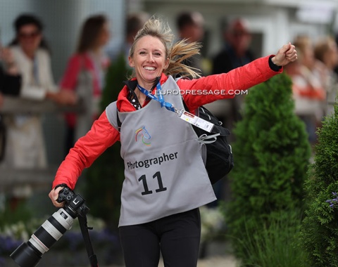 Australian journalist Rebecca Ashton having a blast