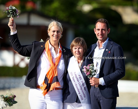 The Chef d'equipes: Monique Peutz (NED), Cornelia Albrecht (GER), Tom Hobday (GBR)