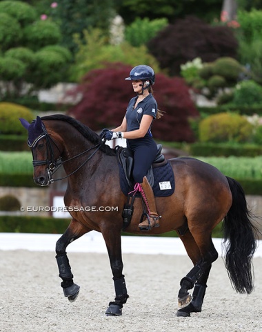 Greece's Theodora Livanos on Robinvale. She is coached by British Olympian Spencer Wilton