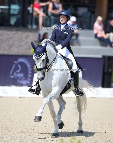 Spanish based Finnish team newcomer Jenni Matilde Schmechel on PRE stallion Zagal Azores