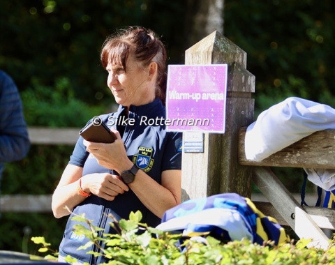 Sweden’s Lena Malmström watching her home-bred mare Fabulous Fidelie during the vet-check