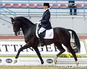 Marijke Folmer on the KWPN licensing champion Paddox (by Ferro)