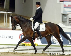 Danish horse dealer, trainer and rider Hasse Hoffmann aboard Maggie