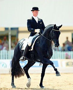 Holga Finken and Furst Heinrich at the 2003 World Young Horse Championships