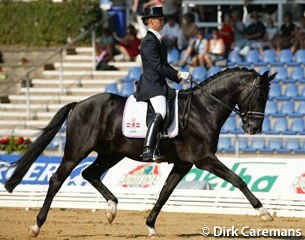 Anky van Grunsven and Painted Black become the silver medalists at the 2003 World Young Horse Championships