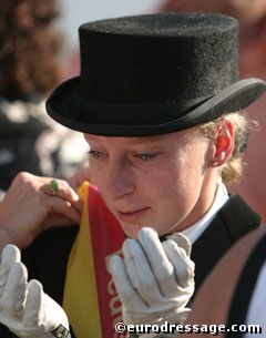 Jana Freund in tears after winning a 13th Bundeschampionate title in her career in 2004 :: Photo © Astrid Appels