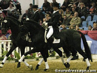 Anja Engelbart on Sir Donnerhall and Ulf Möller on Sandro Hit in a pas de deux