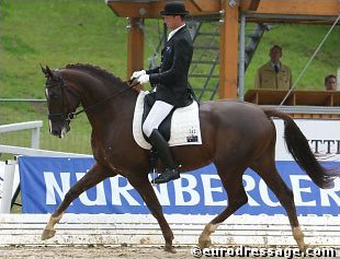 Australian Tor van den Berge and Jaybee Alabaster at the 2004 World Young Horse Championships :: Photo © Astrid Appels