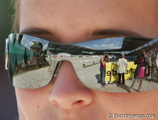 The dressage arena from a sunglass perspective