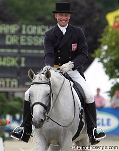 Eurodressage's Prize for "Happiest Rider on the Scene" goes to the Polish Jaroslaw <Jarc> Wierchowzki.