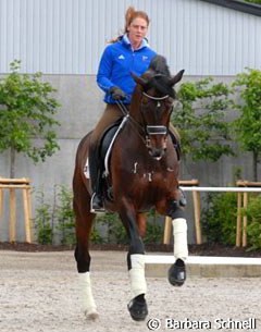 Emma Hindle practising the flying changes on Lancet