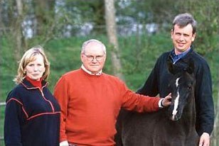 Louise and Doug Leatherdale with Jens Meyer, who stands their stallions at stud in Germany
