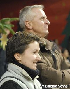 Isabell Werth's groom Anna Kleniuk and trainer Wolfram Wittig