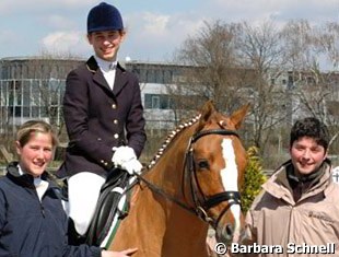 Junior Rider Marion Engelen, Bernice Hoogen on Dornik Double and Isabell Werth's groom and bereiter Rocco di Piero