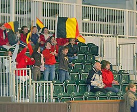 Belgian fans root for their riders at the 2007 CDI Addington :: Photos © Karin Gillain