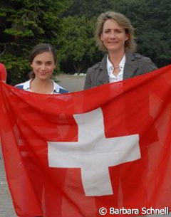 Aurelie Wettstein with her mom, Grand Prix rider Marie Line Wettstein