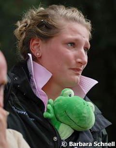 Wiebke Schumacher (daughter of Samira's breeder) and her lucky frog.