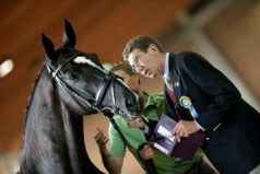 Gredstedgårds Casmir at the vet check at the 2007 European Championships