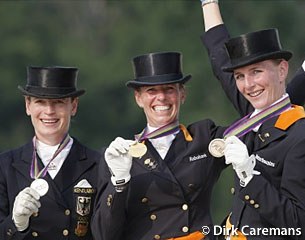 The Kur podium: Werth (silver), Van Grunsven (gold), Schellekens (bronze) :: Photo © Dirk Caremans