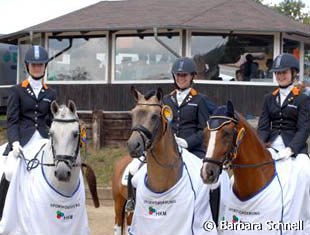 Dutch pony riders Kimberley de Jongh, Angela Krooswijk and Antoinette Te Riele