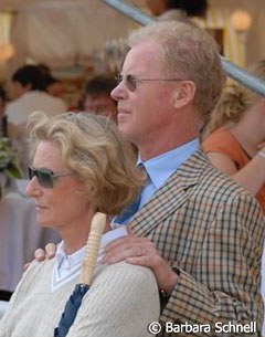 Ursula and Wilfried Bechtolsheimer watch daughter Laura ride