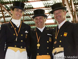 The 2007 Spanish Grand Prix podium: Ferrer-Salat (silver), Matute (gold), Alvarez (bronze) :: Photo © Mirjam Madiol