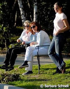 Very happy campers indeed: Stefanie Meyer-Biss, inseparable from Dornik's success, Louisa's mother Esther Lüttgen, and her sister Anna-Katharina, who also coaches her with Habitus