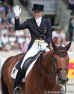 Nadine Capellmann smiles at the crowds