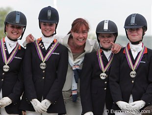 The silver medal winning Dutch pony team: Lotte Jansen, Danielle Houtvast, Christa Laarakkers, Anne Meulendijks, Antoinette te Riele :: Photo © Astrid Appels