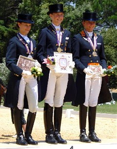 The Junior Riders Individual Test podium: Luttgen, Rothenberger, Krooswijk