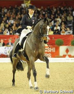 Austrian Victoria Max-Theurer on her Olympic mount Falcao (by Feiner Stern)