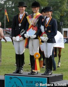 The Junior Riders' podium: Muller - Rothenberger - Luttgen