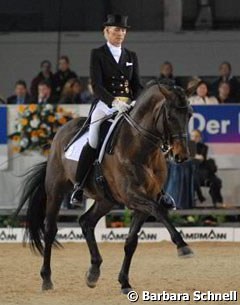 Brigitte Wittig on her home bred Charatan W