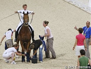 Heike Kemmer gets ride for her Grand Prix ride at the 2008 Olympics :: Photo © Dirk Caremans