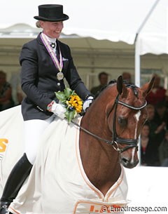 Dorthe Sjobeck Hoeck and Polka Hit Nexen win silver at the 2008 World Young Horse Championships :: Photo © Astrid Appels