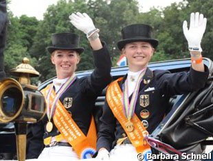 Young Rider gold medallist Fabienne Lutkemeier and Junior Rider gold medallist Sanneke Rothenberger :: Photo © Barbara Schnell