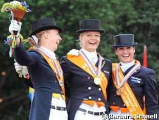Fabienne Lutkemeier, Lotje Schoots, Marrigje van Baalen, individual young rider medallists at the 2009 European Young Riders Championships