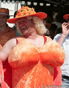 A show jumping fan rooting for the Dutch